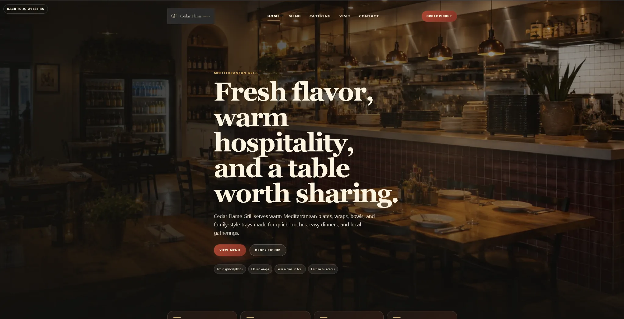 Cedar Flame Grill website preview