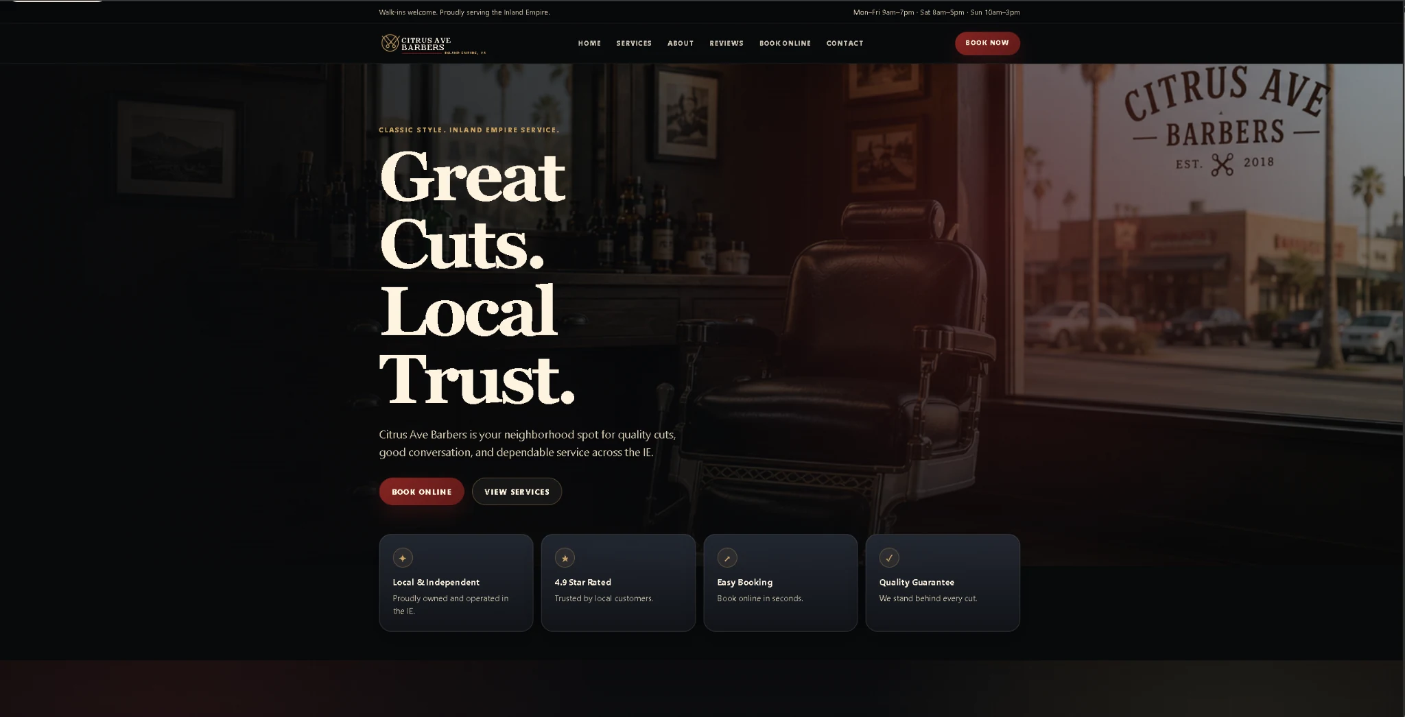 Citrus Ave Barbers website preview