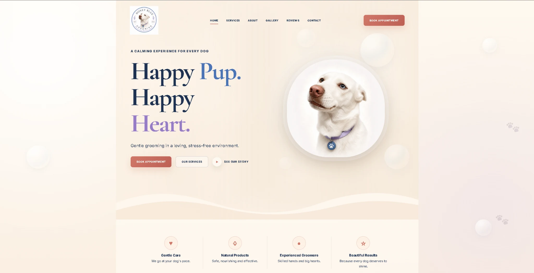 Honey Blue Grooming website preview