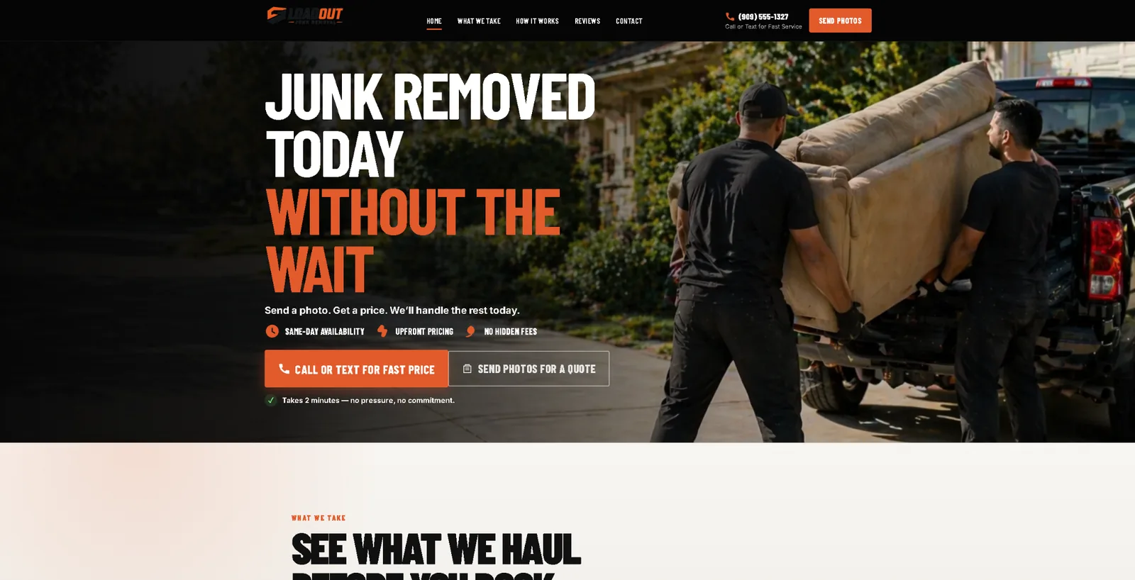 Loadout junk removal website preview
