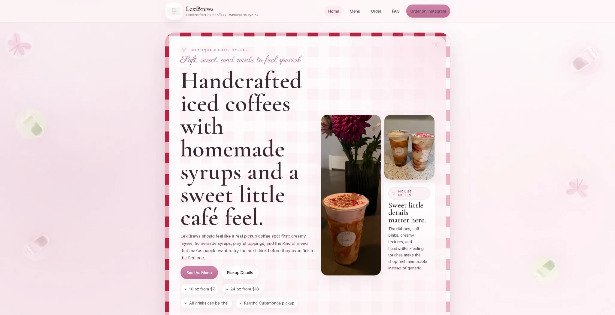 LexiBrews coffee shop website preview