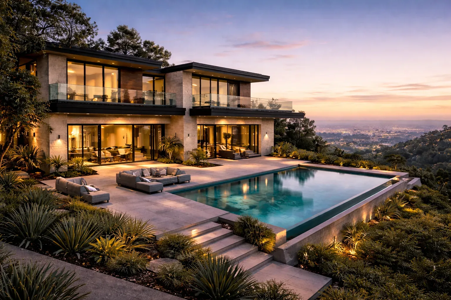 Bel Air luxury hillside home with pool and city views